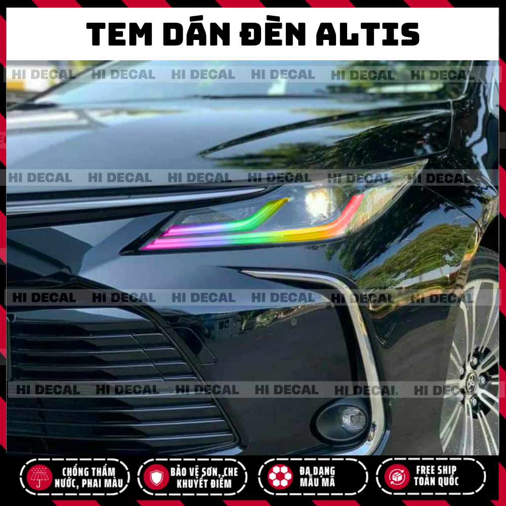 Tem đèn Altis, decal dán đèn xe Altis trang trí đèn xe bền màu, chống nước