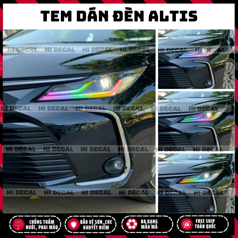 Tem đèn Altis, decal dán đèn xe Altis trang trí đèn xe bền màu, chống nước