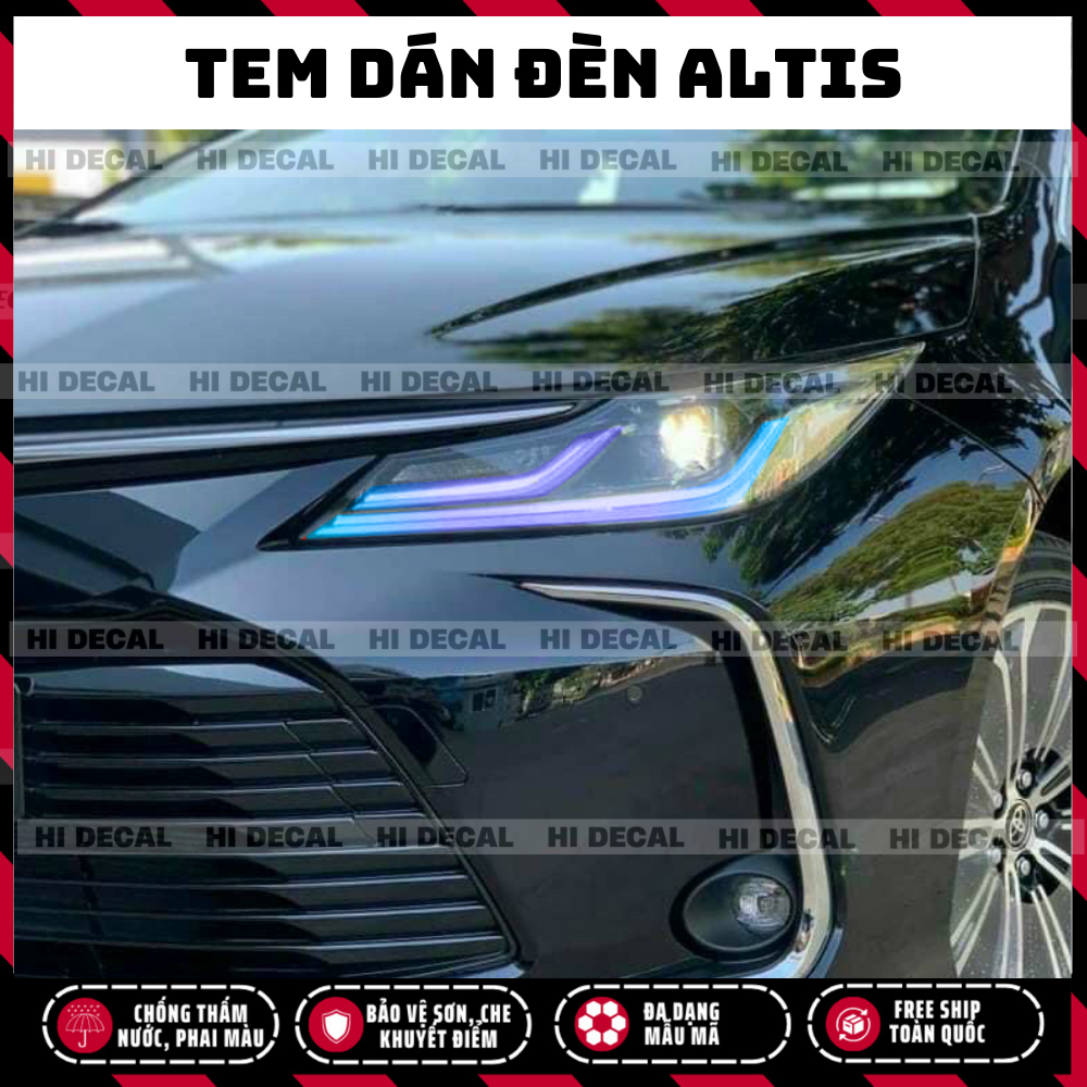Tem đèn Altis, decal dán đèn xe Altis trang trí đèn xe bền màu, chống nước