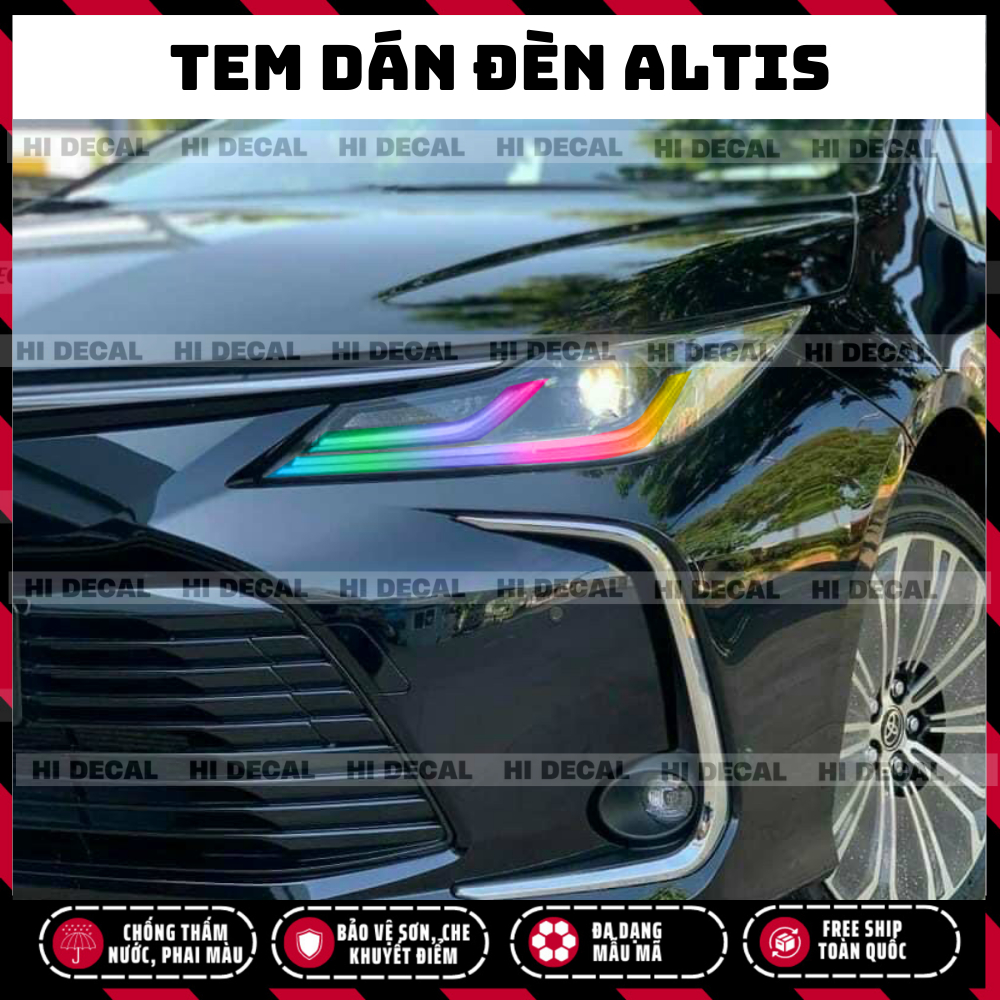 Tem đèn Altis, decal dán đèn xe Altis trang trí đèn xe bền màu, chống nước