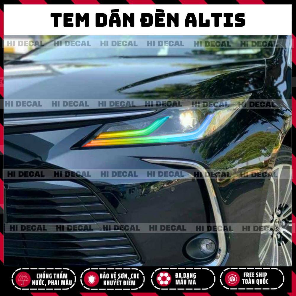 Tem đèn Altis, decal dán đèn xe Altis trang trí đèn xe bền màu, chống nước