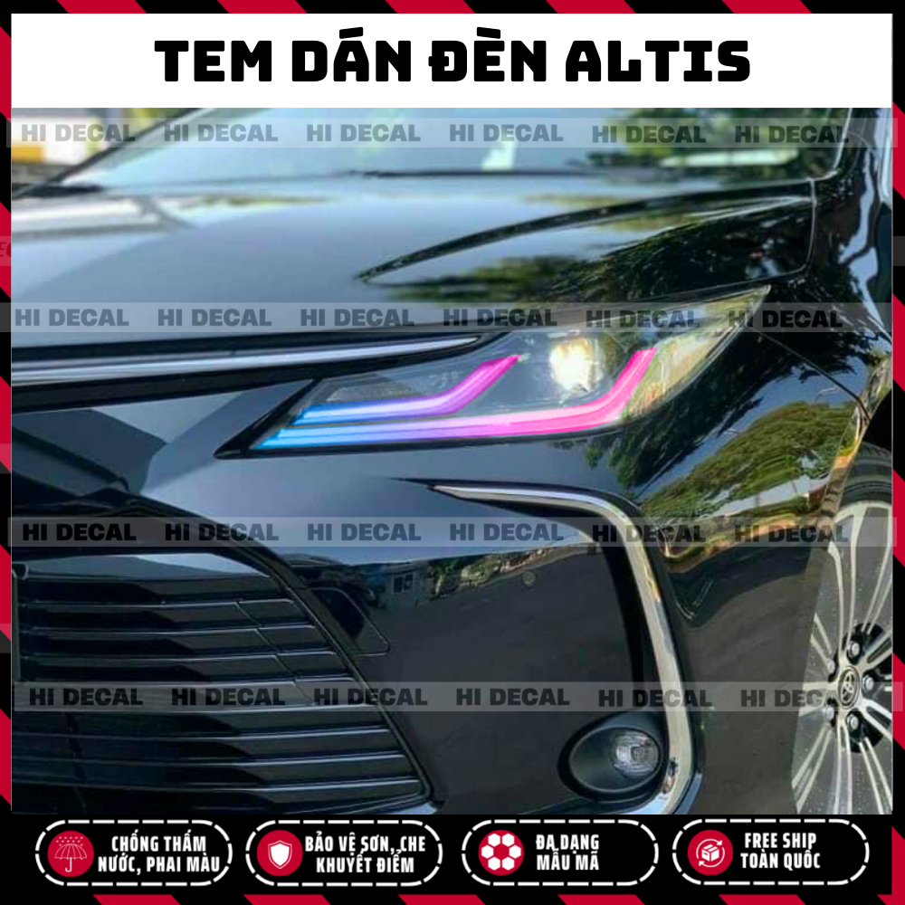Tem đèn Altis, decal dán đèn xe Altis trang trí đèn xe bền màu, chống nước