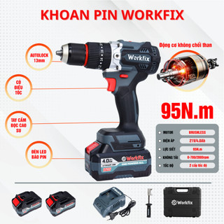 Máy Khoan Pin 3 Chức Năng Workfix WF-ID1395BL – 13mm – 95Nm – Pin 21V 4.0Ah – Không Chổi Than