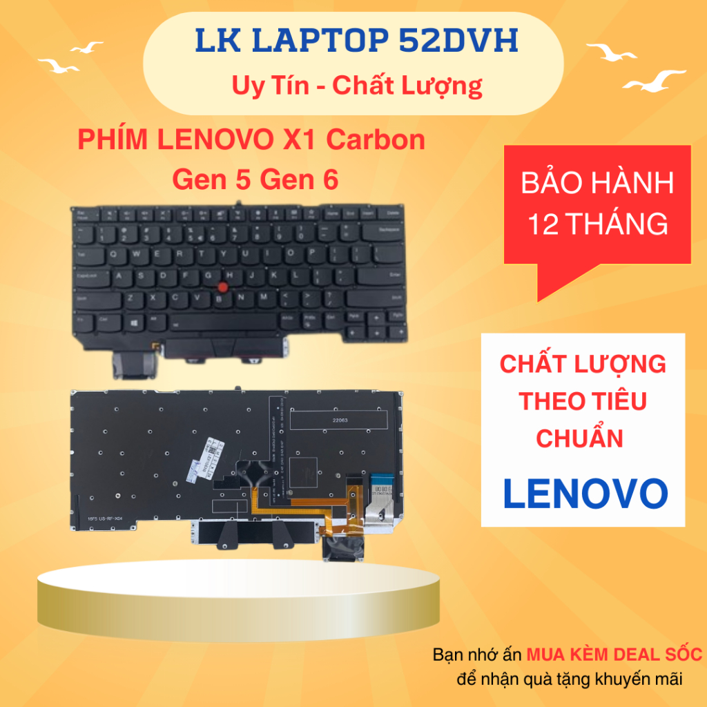 Bàn Phím Lenovo Thinkpad X1 Carbon Gen 5th 6th (Core I THẾ HỆ 7,8)  New 100% Bảo hành 6 Tháng