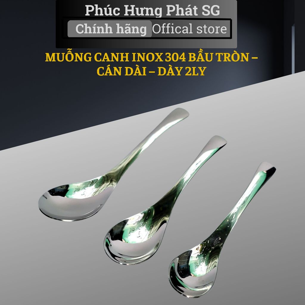 Muỗng Inox 304, Muỗng Canh Bầu Tròn Cán Dài Dày Dặn 2 Ly CANH304 - 3 ...