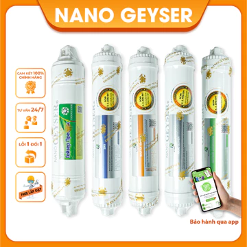 Bộ 5 lõi lọc nước số 45678 dùng cho các dòng máy NANO, Lõi T33, 3IN1, Maifan, Nano Silver, Hydrogen