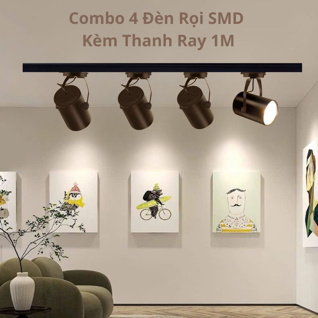 Combo 4 Đèn Rọi Ray SMD 7W /12W + Thanh Ray 1M, Đèn Led Rọi Ray Trang ...