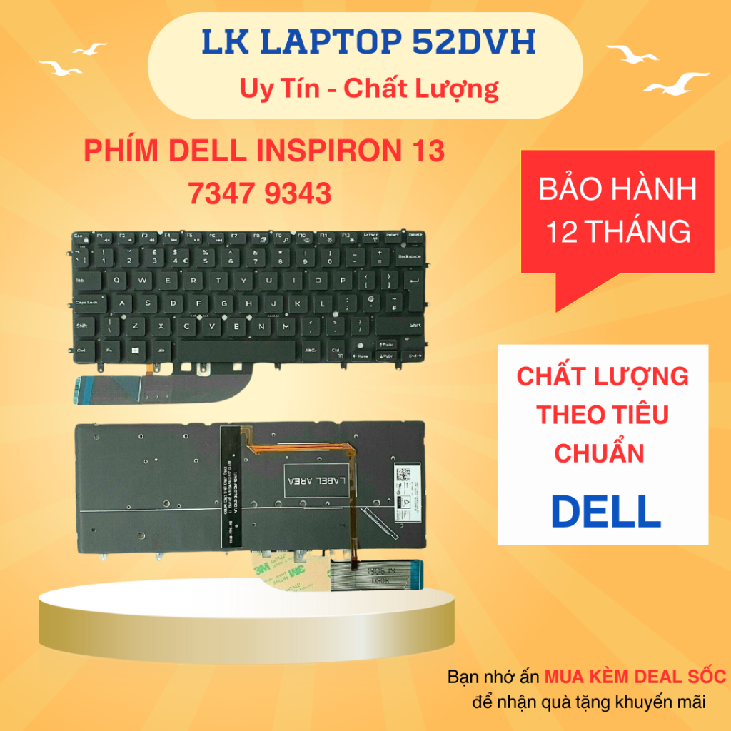 Bàn Phím Laptop Dell Insprion 13 7347 9343 (CÓ ĐÈN) Inspiron 13 7347 7348 7352 7353 7359 7547 7548, XPS 13 9343 93Laptop