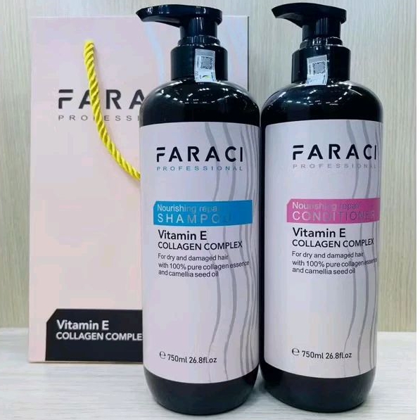 Faraci Dầu Gội & Xả Vitamin E Collagen 750ml Phục Hồi Tóc Mềm Mượt Ngăn Rụng Chính Hãng Italy Chăm Sóc Tóc Chuyên Nghiệp