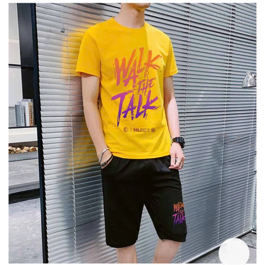 Sét Đồ THể Thao nam WALK 🚗FRee SHip🚗 ThờI Trang Cổ Tròn Tay Ngắn Chất Liệu Mè Thấm Hút Mồ Hôi - SSL