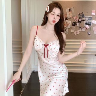 V34(Tặng Chip+Đệm) Váy Ngủ Nữ Phong Cách Mới Họa Tiết Ren Chất Liệu Lụa Latin Phong Cách Ngọt Ngào Phương LinhUnderwer