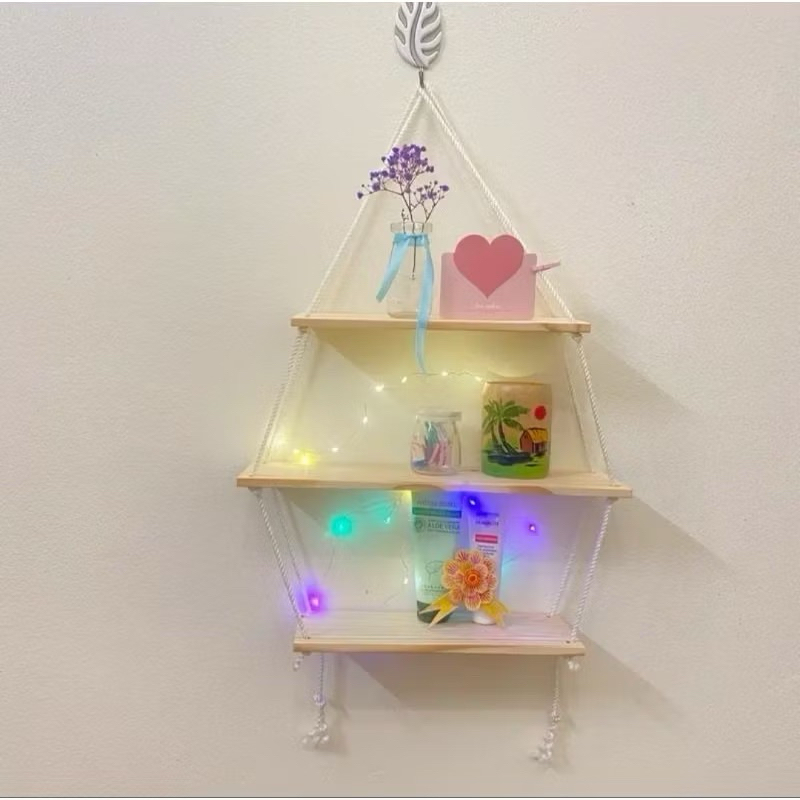 Kệ Treo Dây Treo Tường Decor Phòng Khách 3 tầng 4 tầng, Phòng Ngủ