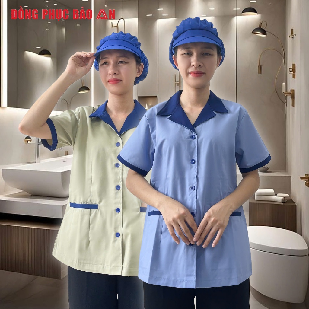 Áo Tạp Vụ Ngắn Tay Cho Nhân Viên Phòng Khám, Khách Sạn, Thẩm Mỹ Viện, Trường Học