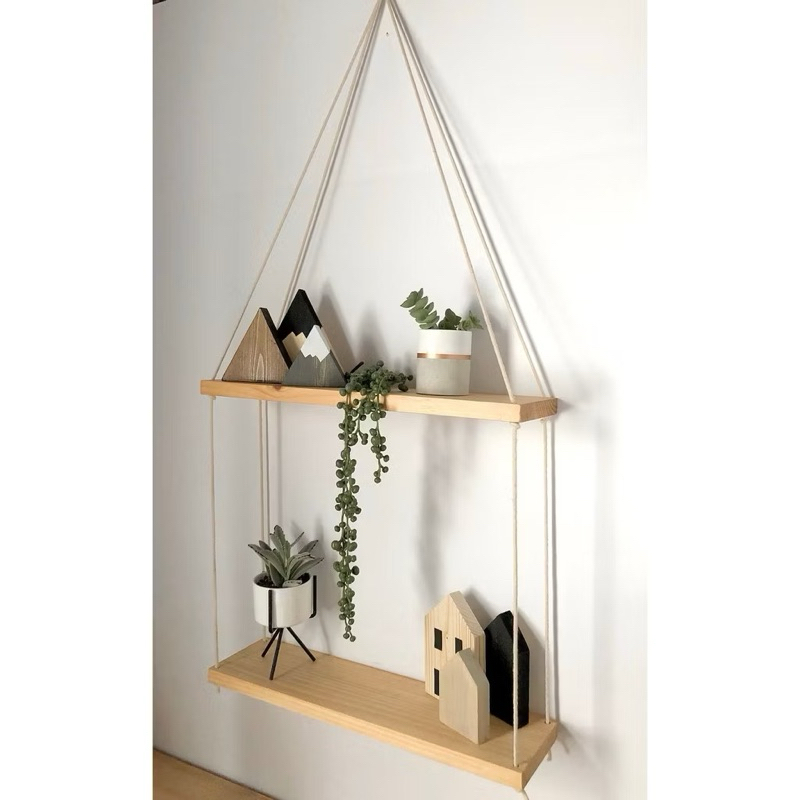 Kệ Gỗ Treo Tường Trang Trí Decor Phòng khách Phòng Ngủ Thanh Ngang - Tặng Kèm Phụ Kiện