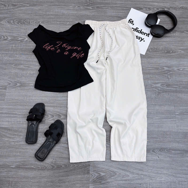 2026.[BIGURE- QUẦN BAGGY] Sét áo cộc tay chất thun+ quần baggy chất thô kaki. Đủ size SMLXL
