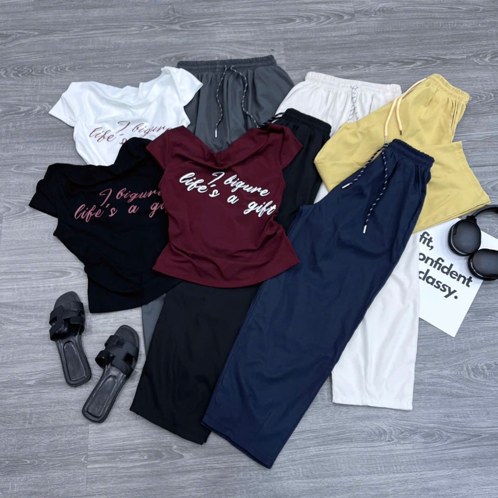 2026.[BIGURE- QUẦN BAGGY] Sét áo cộc tay chất thun+ quần baggy chất thô kaki. Đủ size SMLXL