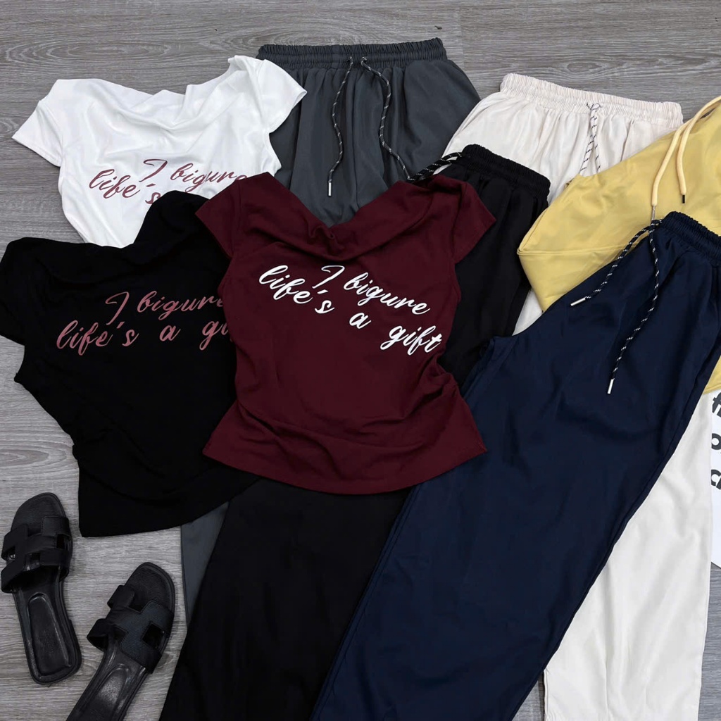 2026.[BIGURE- QUẦN BAGGY] Sét áo cộc tay chất thun+ quần baggy chất thô kaki. Đủ size SMLXL