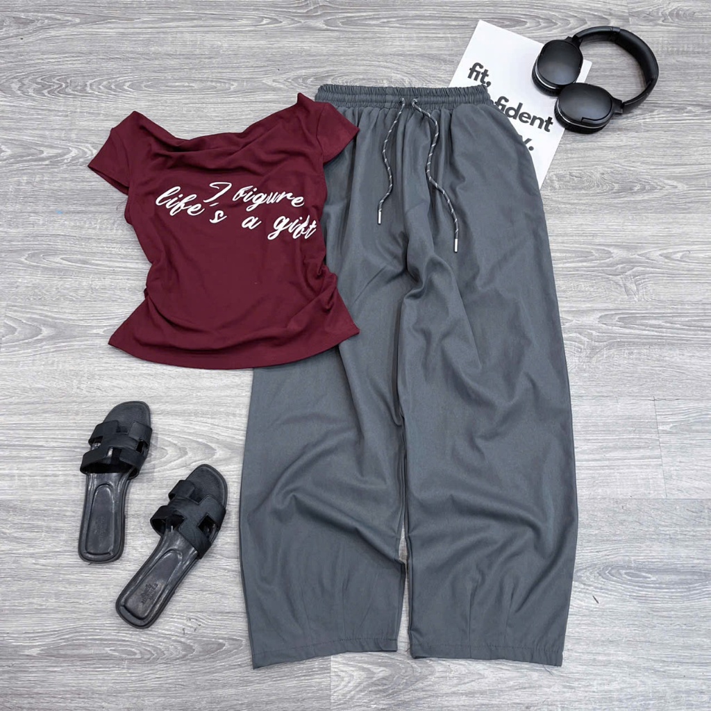 2026.[BIGURE- QUẦN BAGGY] Sét áo cộc tay chất thun+ quần baggy chất thô kaki. Đủ size SMLXL