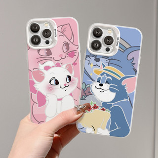 Ốp Lưng iPhone Couple Cat IMD Cứng Trắng, Chống Sốc, Bảo Vệ Camera- iP 7/8/Plus/X/XS/XR/11/12/13/14/15/16/17/Pro/Max/Air