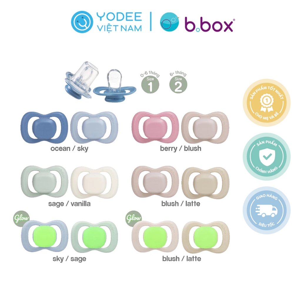 Ảnh b.box Set 2 núm ti silicone mềm mại với công nghệ kháng khuẩn gốc bạc hỗ trợ chỉnh nha cho bé, tặng kèm nắp đậy tiện lợi 1