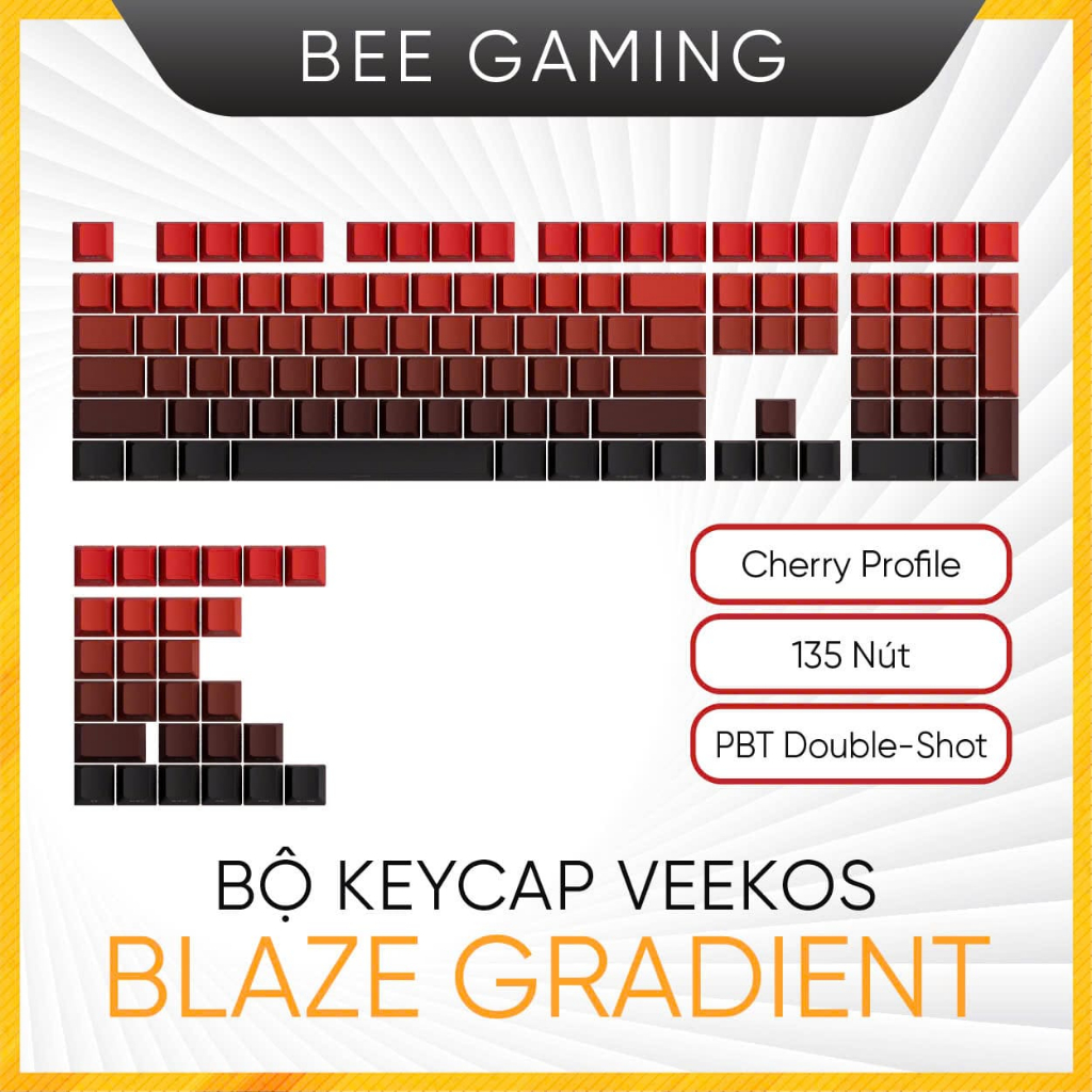 Bộ keycap AKKO x Veekos - Blaze Gradient (PBT Double-Shot /Cherry Profile / 135 nút) | BigBuy360 - bigbuy360.vn