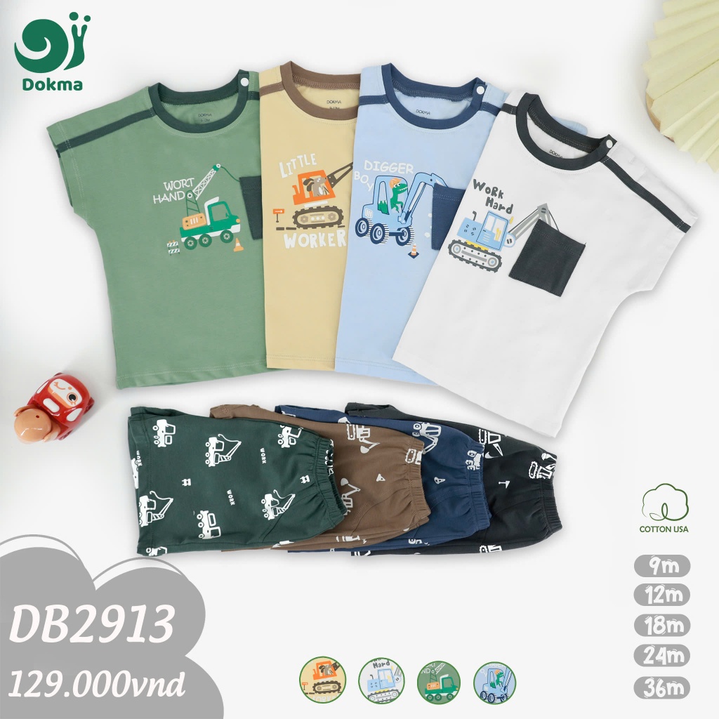 (9-13kg, 9-36M) Bộ Cộc Tay Bé Trai DOKMA DB1362 DB2745 DB2742 DB2971 DB1371 DB2778 JB377 DB2844 DB1371
