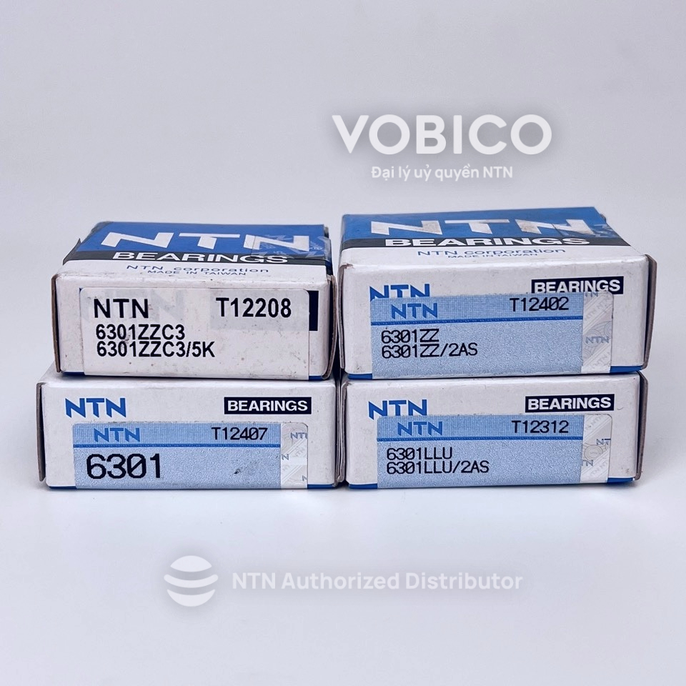 NTN Bearing 6301C3 Cuscinetto a sfere radiale a gola profonda a fila singola, spazio C3, gabbia d'acciaio, ID foro 12 mm, diametro 37 mm, larghezza 12 mm, aperto