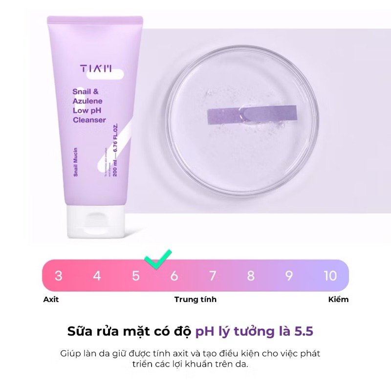 Sữa Rửa Mặt Dịch Lọc Ốc Sên Làm Dịu Và Phục Hồi Dành Cho Da Nhạy Cảm TIA’M Snail & Azulene Cleanser