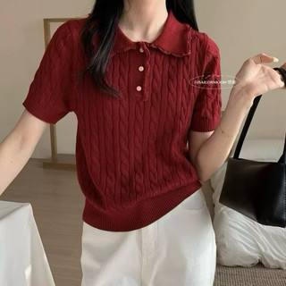 LT - Áo len nữ quảng châu cổ sen cộc tay kiểu len xoắn thừng len thỏ mềm mịn free size 1014