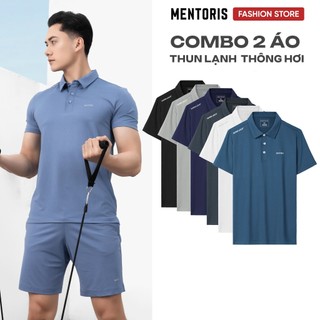 Combo 2 Áo Polo Thun Lạnh Nam Mentoris, Áo Thun Thể Thao, Vải Mềm Mát, Co Giãn Tốt, CB2MPL01