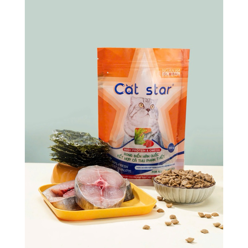 [GÓI 350GR] Hạt thức ăn Cat Star vị rong biển kết hợp cá thu nhiều dinh dưỡng cho mèo
