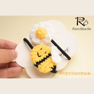 Dây buộc tóc bông hoa len nhỏ xinh xắn cho nữ và bé gái 5cm |Đồ cột tóc dễ thương |Shop Rô Handmade