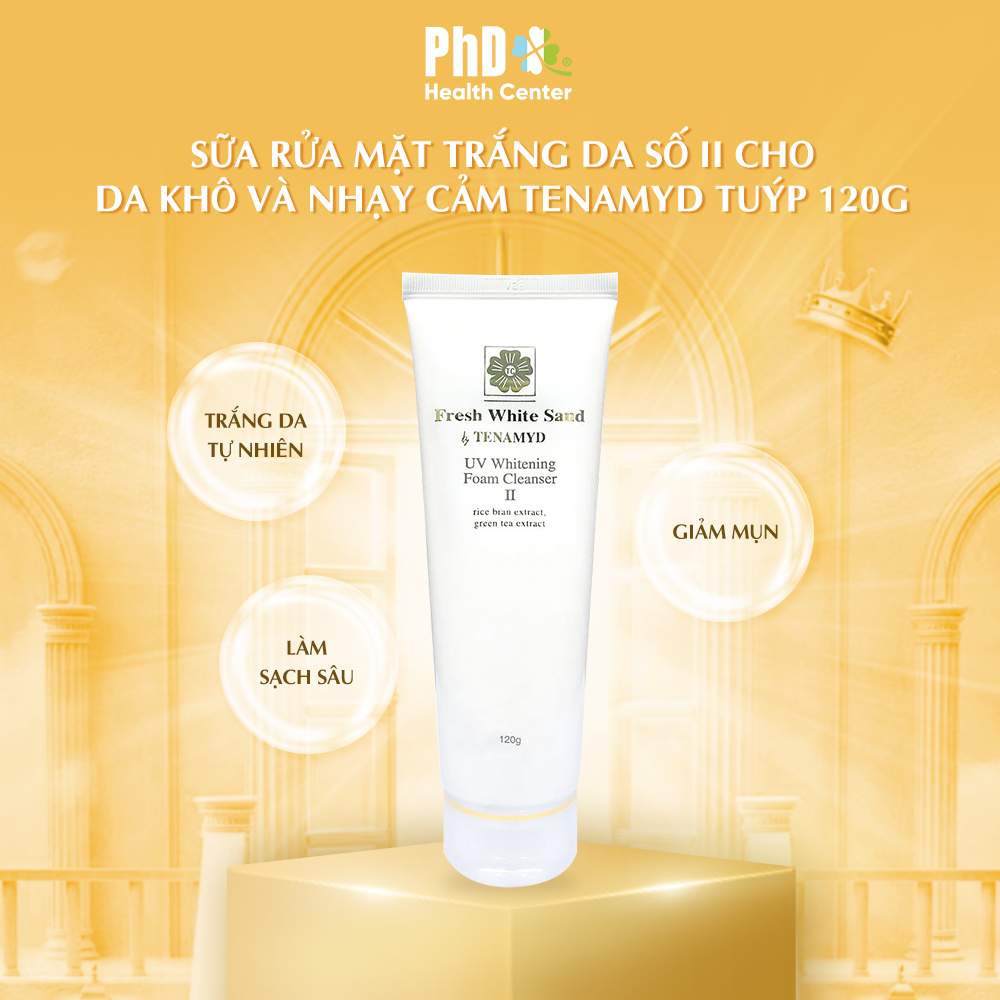 Sữa Rửa Mặt Trắng Da Tenamyd Fresh White Sand UV Whitening Foam Cleanser II 120g Cho Da Khô Nhạy Cảm