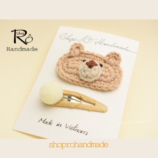 Kẹp tóc gấu nâu hoạt hình dễ thương cho nữ và bé gái 6cm |Cặp tóc mái đáng yêu |Shop Rô Handmade