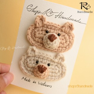 Kẹp tóc gấu nâu hoạt hình dễ thương cho nữ và bé gái 6cm |Cặp tóc mái đáng yêu |Shop Rô Handmade