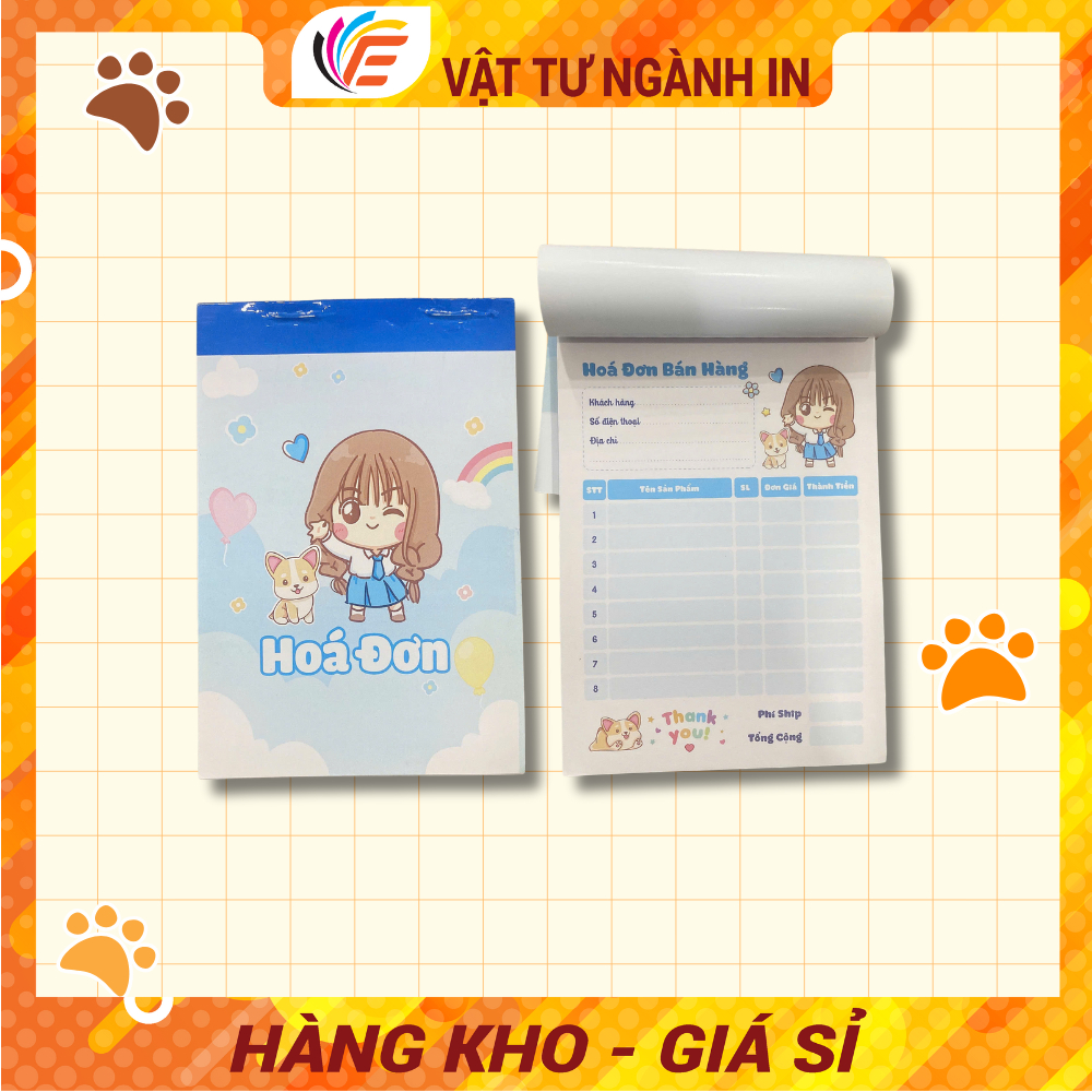 HÓA ĐƠN MINI siêu dễ thương - Giấy F70, 100 tờ kích thước 9x10cm Hoặc 10x14