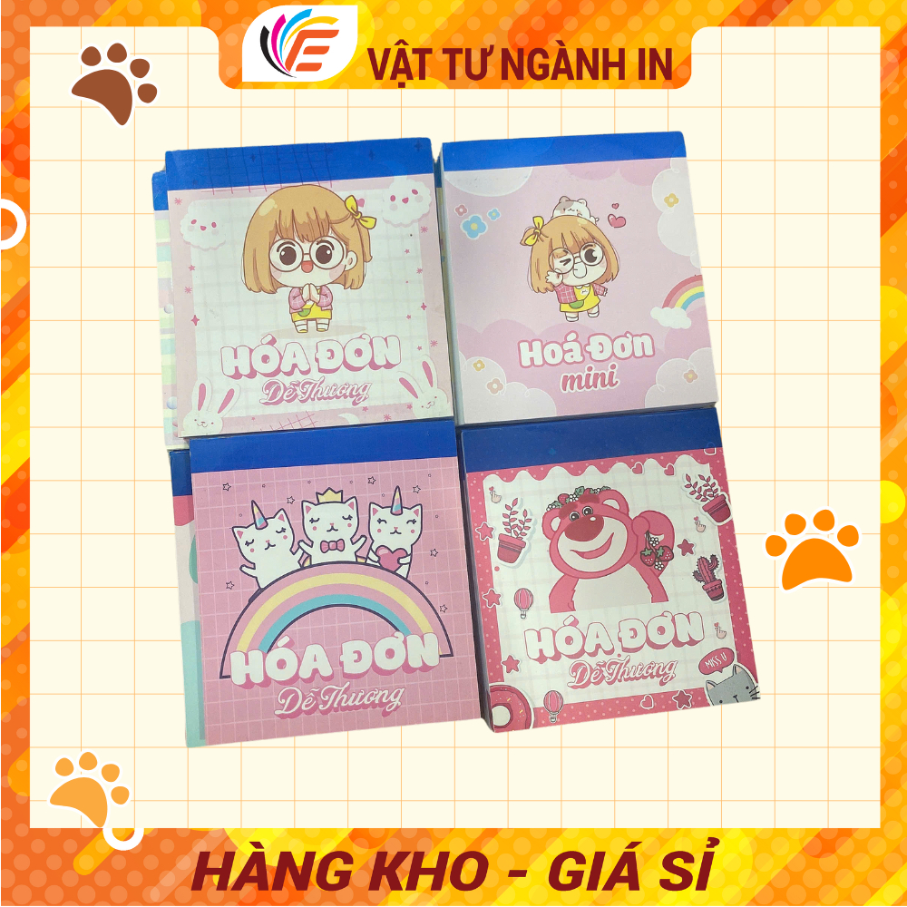 HÓA ĐƠN MINI siêu dễ thương - Giấy F70, 100 tờ kích thước 9x10cm Hoặc 10x14