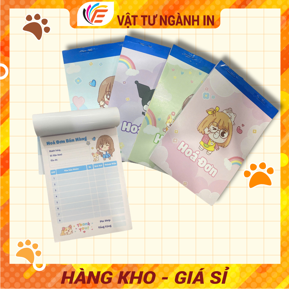 HÓA ĐƠN MINI siêu dễ thương - Giấy F70, 100 tờ kích thước 9x10cm Hoặc 10x14