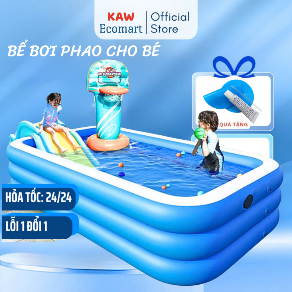 Bể bơi cho bé KAW đáy 2 lớp chống trượt chất liệu PVC cao cấp, độ bền cao - Lỗi 1 đổi 1 2025