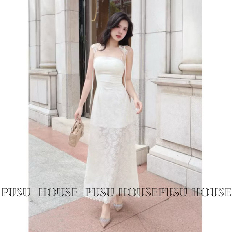 Đầm ren maxi dánh dài 2s tiểu thư dịu dàng - PUSU HOUSE