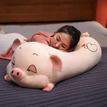 Gấu Bông Heo Nằm Dáng dài cho bé màu hồng xinh, gấu bông lông mịn thú bông BẢO GẤU BÔNG
