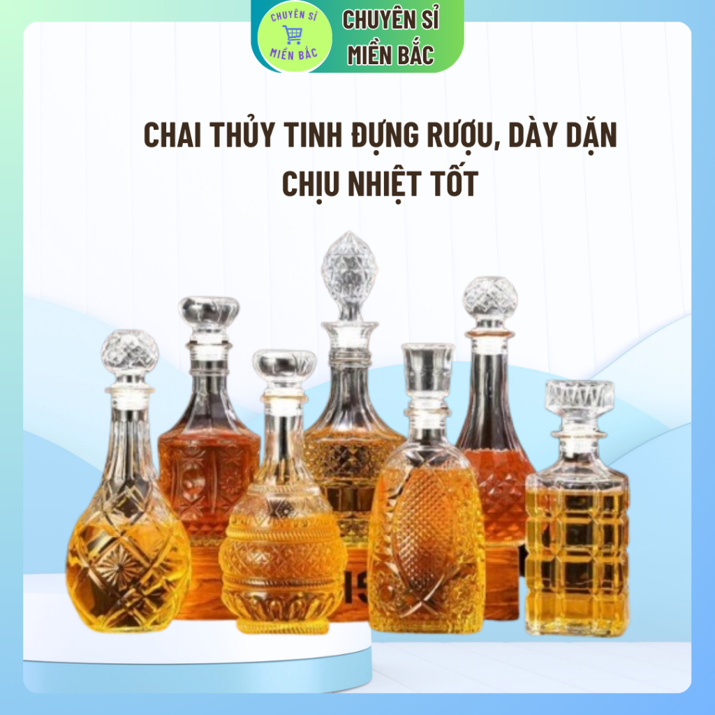Chai thủy tinh đẹp chiết đồ uống dung tích 750ml/800ml/900ml/960ml/970ml/1000ml (1 chai)