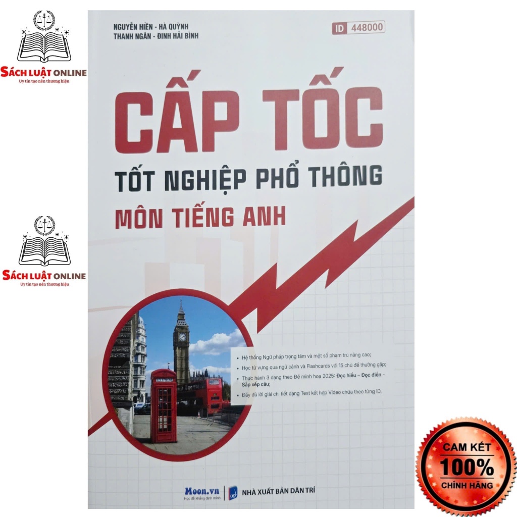 Sách - Cấp tốc tốt nghiệp phổ thông môn Toán, Văn, Anh, Lý, Hóa, Sinh, Sử, Địa (MoonBook)