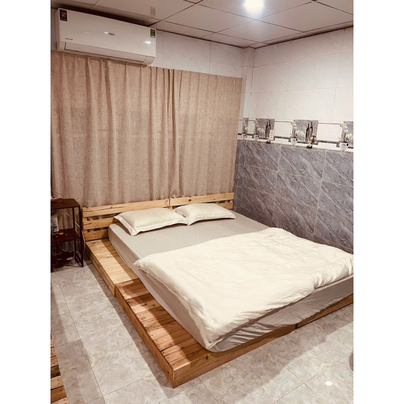 Rèm dán vải voan đũi linen,màu be, che nắng 50%, vải mềm rũ,trang trí căn phòng, homestay xinh xắn(đã bao gồm miếng dán)
