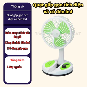 Quạt Tích Điện Gấp Gọn Đa Năng Điều Chỉnh Ánh Sáng Và Tốc Độ Gió