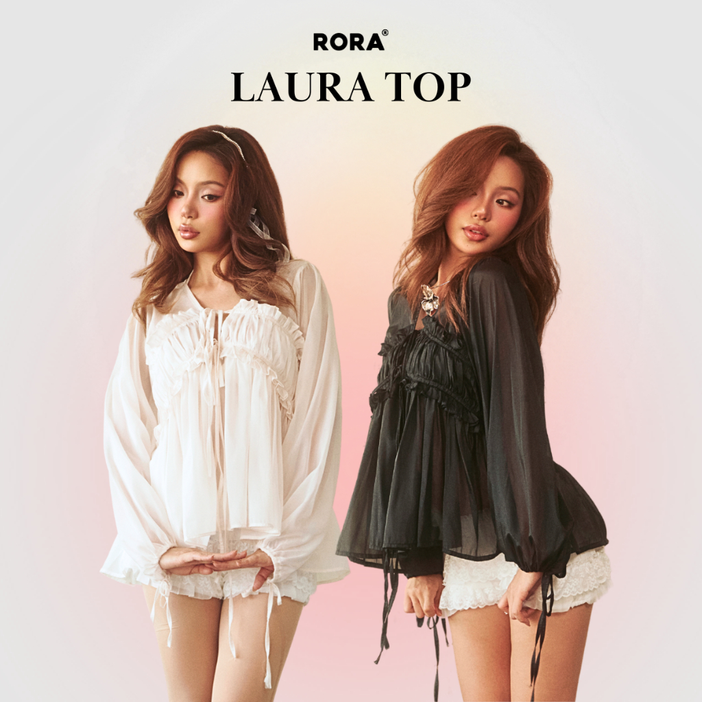 Áo Voan Nhún Ngực Xuyên Thấu LAURA TOP - RORA | Shopee Việt Nam