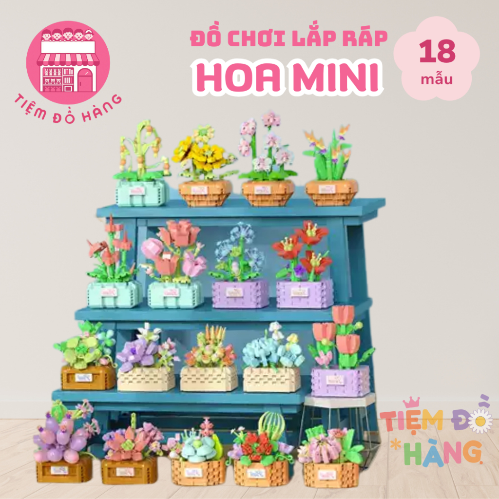 Đồ Chơi Lắp Ráp Chậu Hoa Mini 18 Mẫu Trang Trí Cực Đẹp