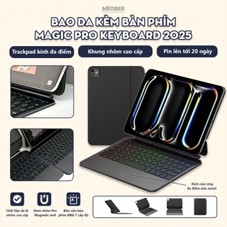 [2026] Bao Da Kèm Bàn Phím Magic Pro Keyboard cho iPad by MèoBer dành cho iPad Pro 11, Pro 12,9inch, M1 M2 M4