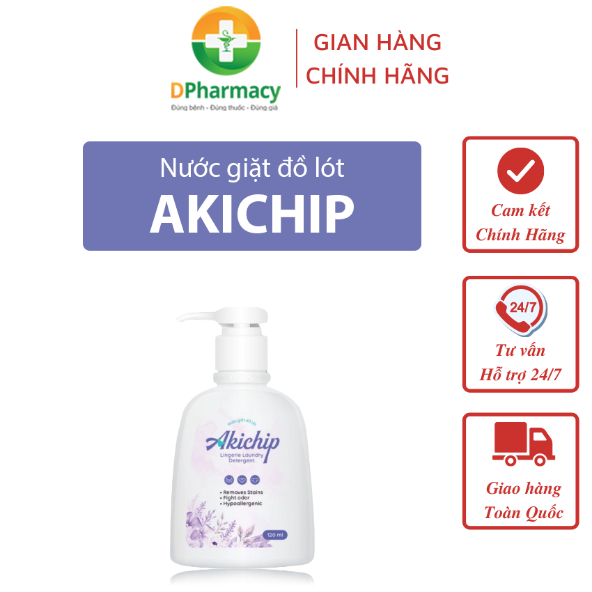 Nước giặt đồ lót sinh học AKICHIP giúp khử mùi, kháng khuẩn, giảm nấm ngứa, hương thơm tự nhiên120ml