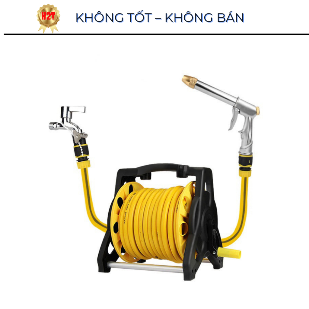 Combo Bộ khung rulo kèm dây 3 lớp 25m, khớp nối và đầu vòi xịt đa năng ...